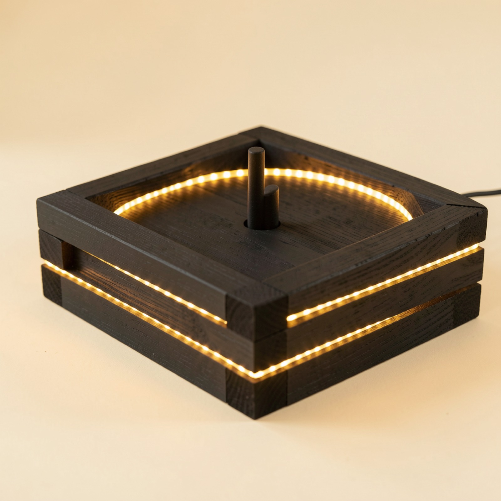 Close-up of a hand-built LED mini golf hole